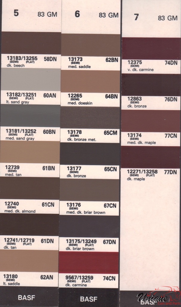 1983 General Motors Paint Charts RM 8